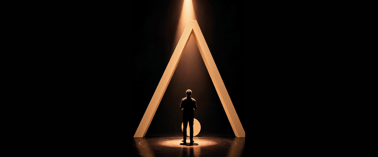 Escenario con estructura triangular iluminada